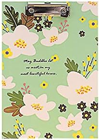 SUKEQ Flower A4 Clipboard, Standard Clip Hardboard, Folder Board Storage Document Paper Writing Pad School Supplies Gift (Mint Green)