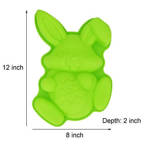 MoldFun Bunny Holding Egg Cake Pan, BPA Free and Non-Stick Rabbit Silicone Bakeware Mold for Baking Easter Day Party Cake Dessert (Random Color) - Thumbnail 2