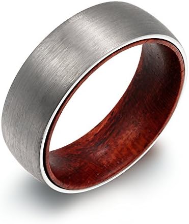 POYA Tungsten Wedding Rings for Men Women with Rosewood Sleeve Interior Comfort Fit