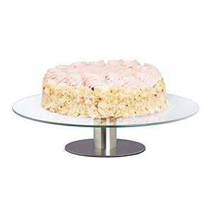 Relaxdays Draaibare taartplaat, bodem, taartplaat voor decoratie, taartdraaitafel voor cake, diameter 30 cm, transparant…