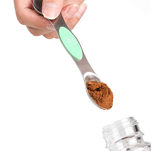 Magnetic Measuring Spoons Set Stainless Steel Stackable Dual Sided Teaspoons and Tablespoons for Measuring Dry and Liquid Ingredients Set of 6 - Thumbnail 3