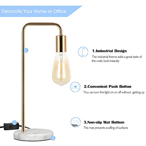 image for Lerro Desk Lamp, Gold Table Lamp Industrial Nightstand Lamp, Edison La