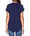 LILBETTER Women Chiffon Blouse V Neck Short Sleeve Top Shirts (Navy Blue,Small)