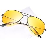 JetPal Premium Classic Aviator Night Driving Contrast Improving Shooting Hunting Amber UV400 Lens (Non Polarized Yellow Lens Grey Frame)