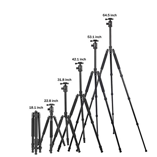 Camera-Tripod-KetDirect-BlackBlue-Aluminium-Compact-Portable-Lightweight-Professional-Camera-Tripods-For-Cameras-monopod-With-360-Degree-Ball-Head-and-Carry-Case-For-Canon-Nikon-Sony-Olympus-DSLR-Came