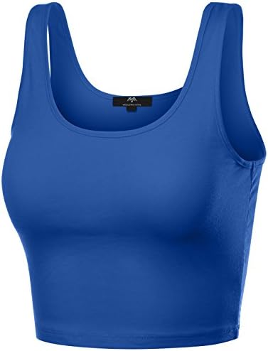 Meilleur Mode Scoop Neck Basic Tank Crop Tops Royal B Large