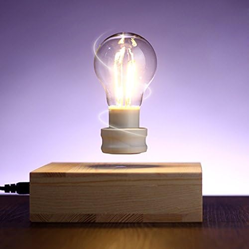 JuzxGood Magnetic Levitating Floating Light Bulb Lamp (Solid Wood Base) -Anti Gravity Powered LED - to Decorate Office, Living Room, Studio