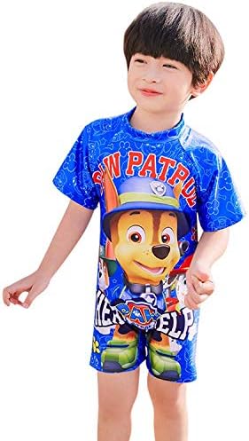 Minin Boys Girls Cute Dog Rash Guard Short Sleeve Sunsuit Swimwear(Baby/Toddler/Little Kid)