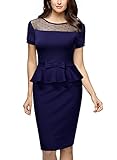 Miusol Women's Formal Contrast Cap Sleeve Peplum Evening Cocktail Pencil Dress
