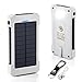 Solar Phone Charger, Grandbeing® 10000mAh Portable Battery Charger Outdoor Dual USB External Battery Pack Solar Power Bank with LED Light and Compass for iPhone iPad & Android Phones, Black White
