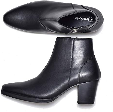 ハイヒールブーツ ヒールブーツ ショートブーツ サイドジップ メンズ 本革 牛革 レザー ユニセックス V