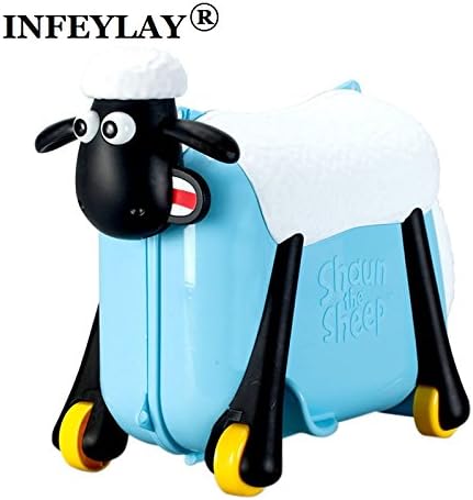 Shaun the Sheep ,Pull Along Ride On Suitcase Hand Luggage for Kids Children Toys Gifts (BLUE)