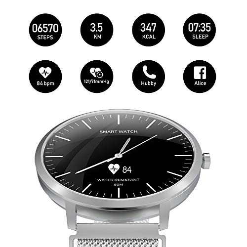 BingoFit Surf Smartwatch Sport Smartwatch Touchscreen Fitness Tracker Quartz Analog Wristwatch for Men Women 50M Water-Resistant Activity Tracker Health Monitor Watch for Android&iPhone