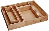 Lipper International 88005 Stackable Bamboo Organization Boxes, Set of 5 (Kitchen)