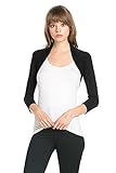 Fashion Secrets Women 3/4 Sleeve Rayon Bolero Shrug Cropped Cardigan (Large, Black)
