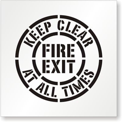 KEEP CLEAR FIRE EXIT AT ALL TIMES Stencil, 24" x 24"