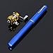 Hearts Shop Mini Portable Pocket Fish Pen Shape Aluminum Alloy Fishing Rod Pole Reel Combos Blue