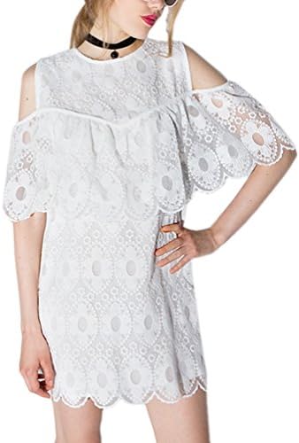 Gressa Womens Cold Shoulder Floral Lace Ruffle Sleeve Elegant Shift Party Dress US/4