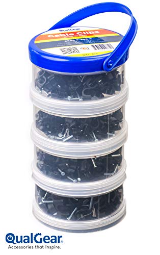 QualGear 6mm 7mm 8mm 10mm Cable Clips, Black, 400 Pack, Canister, CCX4-B-400-C - Thumbnail 4