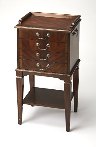 Butler Hardwick 4-Drawer Cherry Silver Chest, Wood End Table for Bedroom, Living Room, Hallway, 14" D x 18" W x 36" H