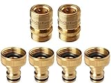 GORILLA EASY CONNECT Garden Hose Quick Connect Fittings. ¾ Inch GHT Solid Brass. 4 Male & 2 Female Connectors.