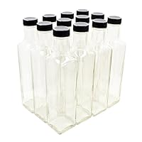 Clear Glass Quadra Bottles, 250ml (8.5 Fl Oz) - Case of 12
