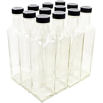 Clear Glass Quadra Bottles, 250ml (8.5 Fl Oz) - Case of 12