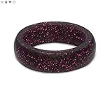 Qalo Women's Barbells for Boobs Silicone Ring, Black Sparkle, Size 7