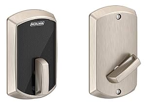 Image of Schlage Lock Company Schlage Residential BE467FGRW619 Greenwich Control Keyless Smart Fire Rated Deadbolt with 12398 Latch and 10116 Strike Satin Nickel Finish