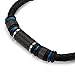 COOLMAN Leather Bracelet for Men Stainless Steel Braided Cuff Bracelet with Carbon Fiber Bead Magnetic Clasp 8.5 inch (Blue)