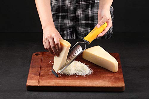 PRO Zester Grater - Parmesan Cheese, Citrus, Lemon, Lime, Ginger, Chocolate, Fruits, Soft Grip Handle, Fine Stainless Steel Blades with Protector, Hand-held Kitchen Tool, Dishwasher Safe