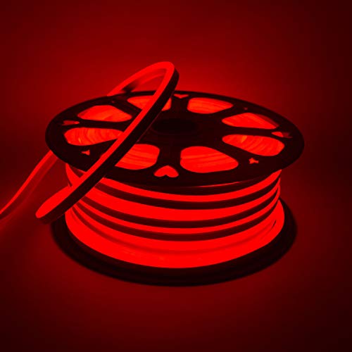 US Stock LED Flexible Soft Neon Rope Strip Light Christmas Bar Store Decor Tube Lighting 110V (150FT, Red)