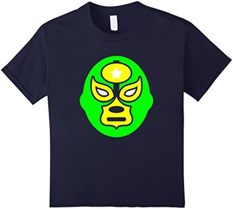 Kids Mexican Wrestling Green Mask Lucha libre Free Fight T-Shirt 10 Navy