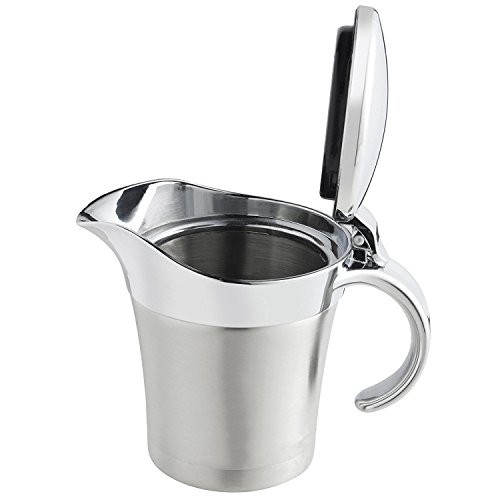 HONGJING Stainless Steel Double Insulated Gravy Boat / Sauce Jug - with Hinged Lid & 400ML Capacity keep Gravy & Sauces Hot