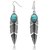 XZP Women's Earrings Bohemian Jewelry Gifts Pendant Metal Tribal Feather Tibetan Dangle Earring