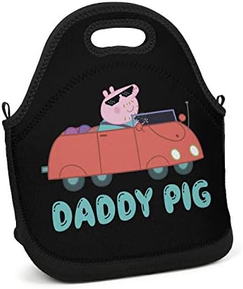 Daddy Pig Character from Peppa Pig Tv Show sexylunch Handbag Insulated Portable Meal Package Cute Lunch Bag for Girls Boys Men Women Kids