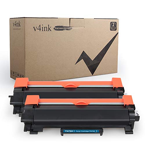 [with CHIP] V4INK 2PK Compatible for Brother TN-760 TN760 TN730 HL-L2395DW HL-L2350DW Toner Cartridge Brother DCP-L2550DW MFC-L2710DW HL-L2390DW MFC-L2750DW HL-L2370DWXL HL-L2370DW MFC-L2750DWXL Ink