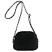 Double Zip Half Moon Crossbody Bag Black
