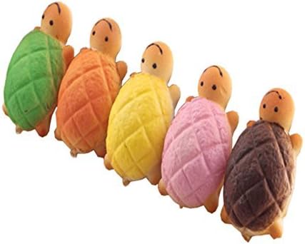 2Pcs Random Colorful Super Cute Squishy Charms Mini Turtle Melon Pan Bread Bun Squishy Toys