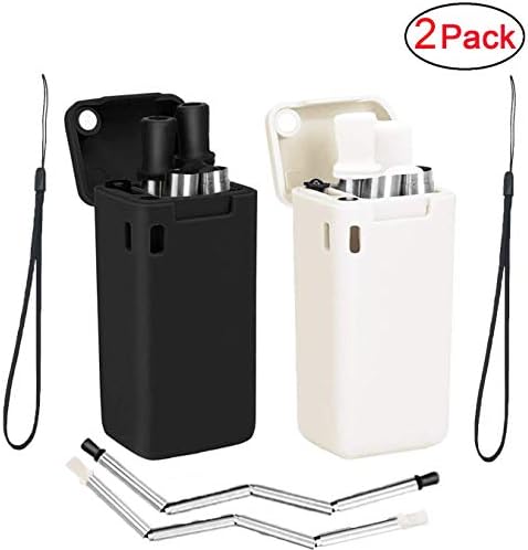 RGTOPONE Collapsible Straw Recyclable Stainless Steel Drinking with Keychain Carry Case and Cleaning Metal Wire Travel Home