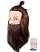 Kalyx Mannequin Head with Human Hair Cosmetology Manikin Male Mannequin Head Beard for Barber Shops Practice Cutting Styling and Free Clamp Stand(KAXE51 Brown)