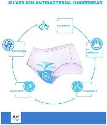 VKWEIKU 3 PACK Women's Health Shorts Underwear - SILVER ION, ANTI-GERMS, SEAMLESS SLIMMING, ELEGANT SEAMFREE - Breathable Comfort Cotton Stretch Trim Thong for Ladies Girls