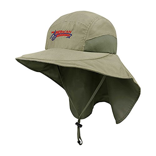 American Outdoorsman Microfiber Extra Wide Brim Sun Flap Hat (Khaki)