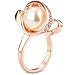 BOHG Jewelry Womens 18K Rose Gold Plated Fashion Cubic Zirconia Pearl Bead Love Promise Ring Wedding Band Size 7
