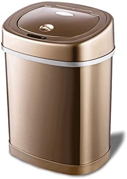 Style wei Intelligent Sensor Trash Can, Home Creative Stainless Steel Automatic Trash Can, European Style Living Room Bathroom Kitchen Garbage Storage (Color : Gold)