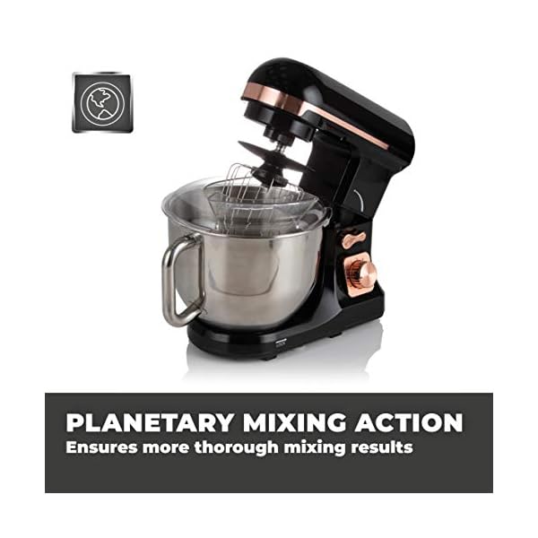 Tower T12033RG 3-in-1 5L Stand Mixer with 6 Speeds and Pulse Setting, 1000W, Rose Gold