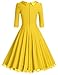 MUXXN Women's Retro 1940s Style Scoop Neck Bridesmaid Tea Length Dress (S Yellow)