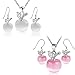 ISAACSONG.DESIGN Sterling Silver Cat Kitty Jewelry Set - Cat Lovers Necklace, Earrings, Bracelet, Ring Set for Women