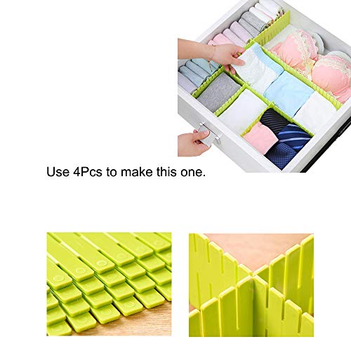 SANGAITIANFU 4 Pcs DIY Plastic Thickening Grid Drawer Divider Separators Household Storage Housing Spacer Sub-Grid Finishing Shelves Random Color for Home Kitchen Bathroom Office (Green)