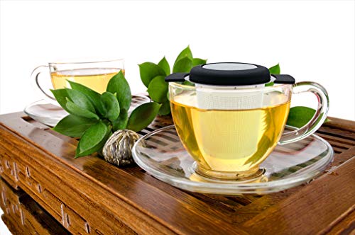 CHuangQi (Pack of 2) 18/8 Stainless Steel Fine Mesh Tea Infuser with Double Handles, Tea Strainer for Brewing Loose Leaf Tea, Fits Standard Cups Mugs Teapots